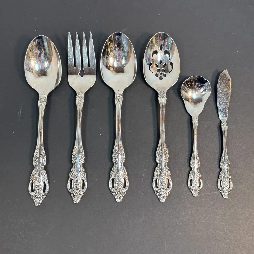 Oneida RENOIR PEMBROOKE Stainless Flatware Serving Set Of 6 Pcs Silverware